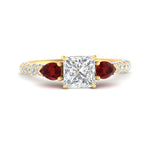Load image into Gallery viewer, ruby-pear-accented-3-row-princess-cut-engagement-ring-in-yellow-gold-FD9982PRRGRUDRANGLE3-NL-YG
