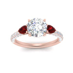 Load image into Gallery viewer, ruby-pear-accented-3-row-round-cut-engagement-ring-in-rose-gold-FD9982RORGRUDRANGLE3-NL-RG
