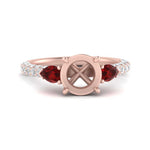 Load image into Gallery viewer, ruby-pear-accented-3-row-semi-mount-engagement-ring-in-rose-gold-FD9982SMRGRUDRANGLE3-NL-RG
