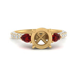 Load image into Gallery viewer, ruby-pear-accented-3-row-semi-mount-engagement-ring-in-yellow-gold-FD9982SMRGRUDRANGLE3-NL-YG
