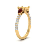 Load image into Gallery viewer, ruby-pear-accented-3-row-semi-mount-engagement-ring-in-yellow-gold-FD9982SMRGRUDRANGLE3-NL-YG
