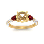 Load image into Gallery viewer, ruby-pear-accented-3-row-semi-mount-engagement-ring-in-yellow-gold-FD9982SMRGRUDRANGLE3-NL-YG

