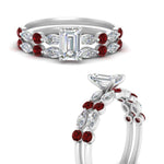 Load image into Gallery viewer, ruby-round-and-marquise-emerald-cut-bridal-wedding-rings-in-white-gold-FD9398EM1GRUDRANGLE3-NL-WG.jpg?v=1756378473

