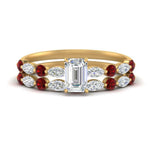 Load image into Gallery viewer, ruby-round-and-marquise-emerald-cut-bridal-wedding-rings-in-yellow-gold-FD9398EM1GRUDR-NL-YG.jpg?v=1756378473
