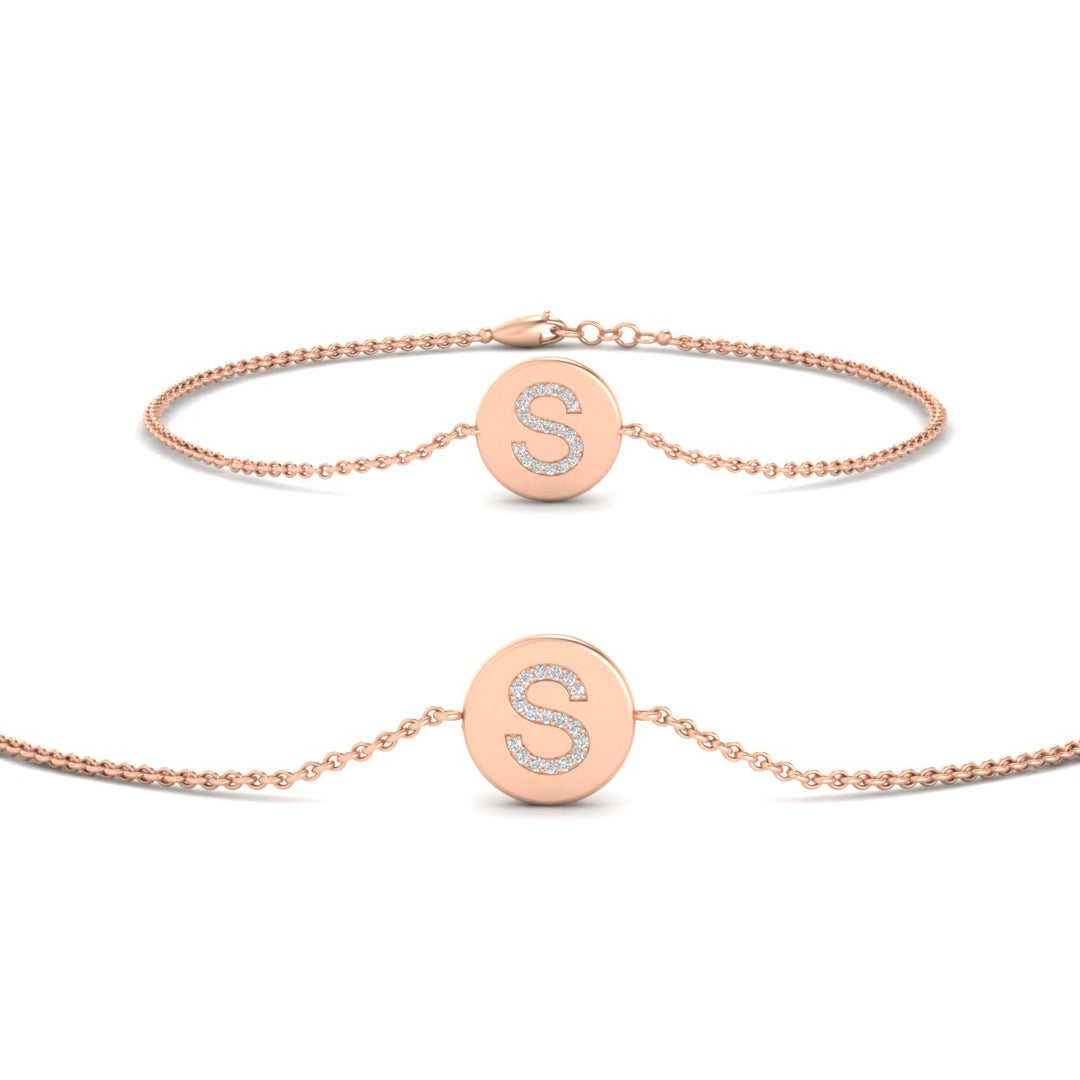 Alphabet disc diamond bracelet