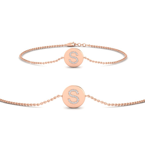 Alphabet disc diamond bracelet
