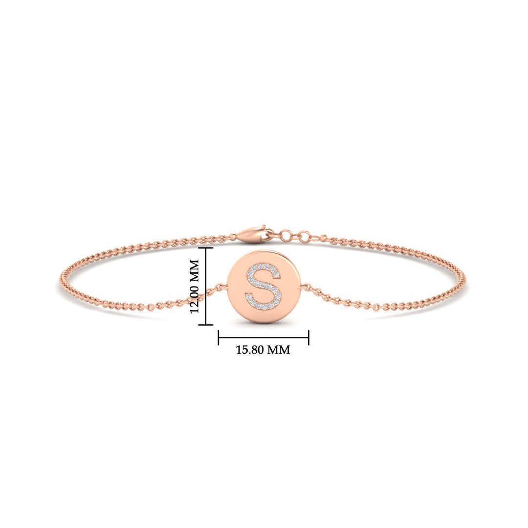 Alphabet disc diamond bracelet