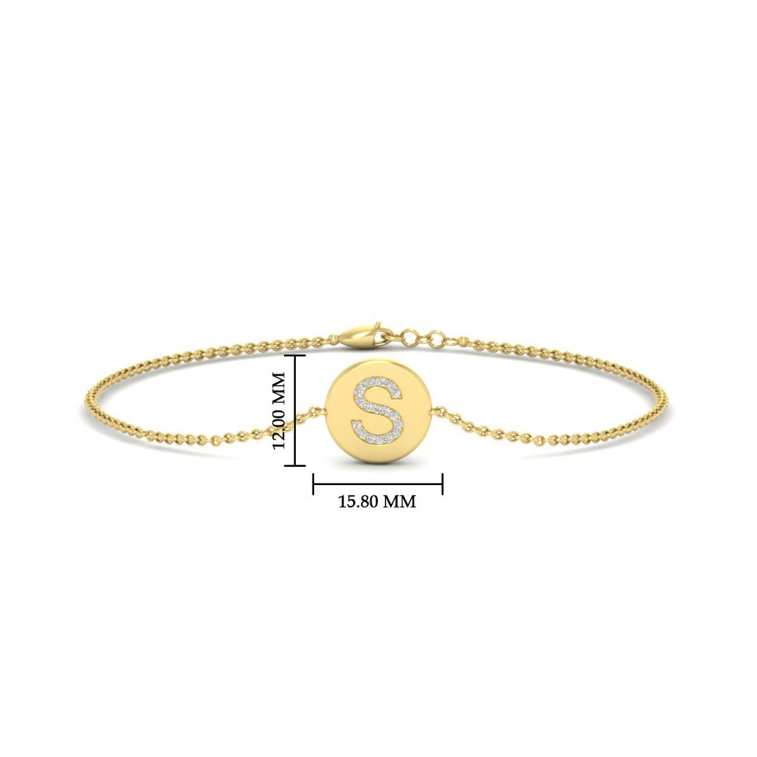 Alphabet disc diamond bracelet