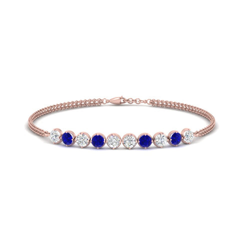 Dual Chain Round Diamond Bar Bracelet
