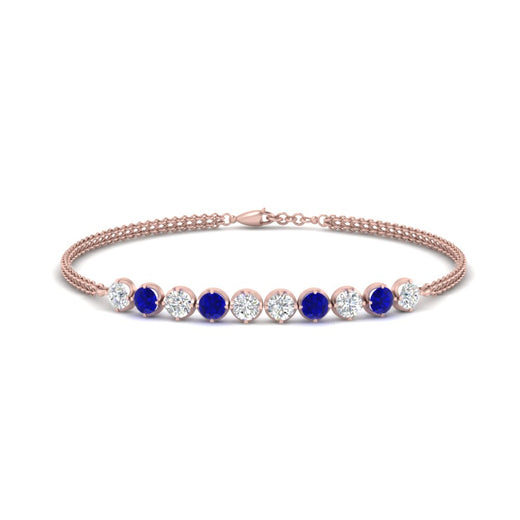Dual Chain Round Diamond Bar Bracelet