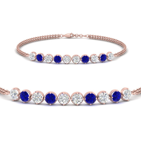 Dual Chain Round Diamond Bar Bracelet