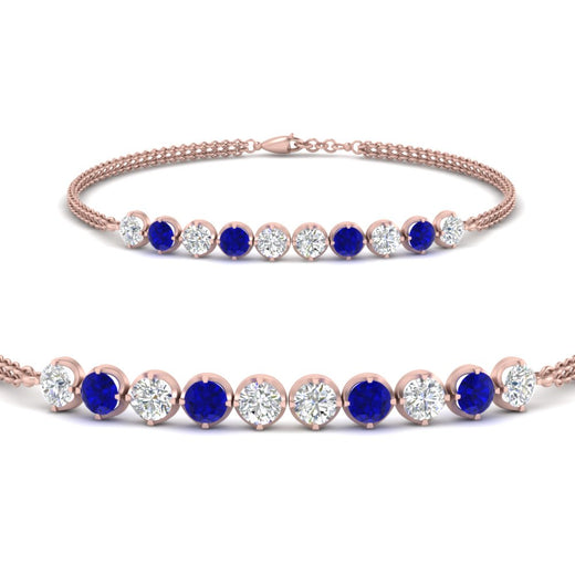 Dual Chain Round Diamond Bar Bracelet
