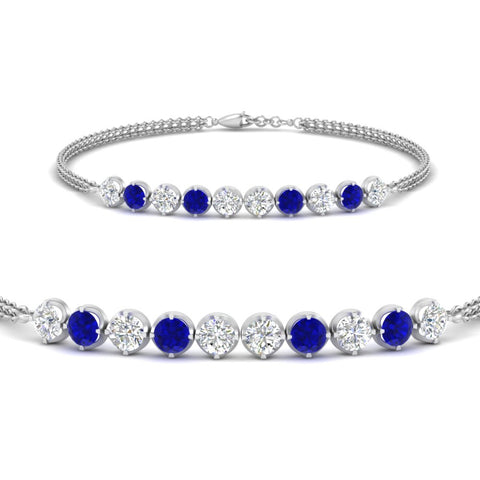 Dual Chain Round Diamond Bar Bracelet