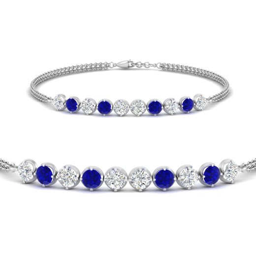 Dual Chain Round Diamond Bar Bracelet