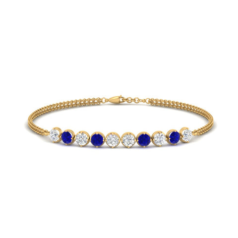 Dual Chain Round Diamond Bar Bracelet