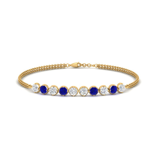 Dual Chain Round Diamond Bar Bracelet