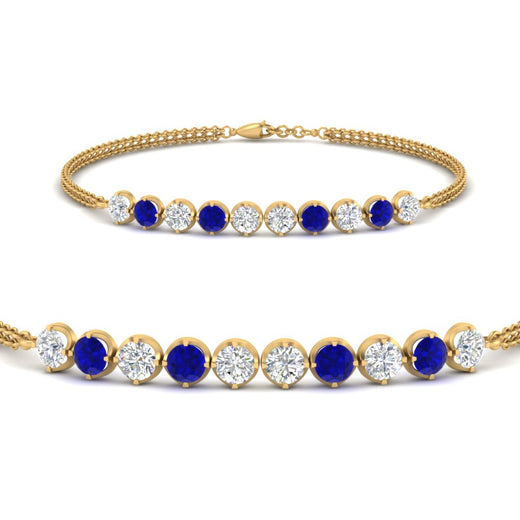 Dual Chain Round Diamond Bar Bracelet