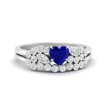 Load image into Gallery viewer, sapphire-heart-cluster-diamond-wedding-ring-set-in-white-gold-FDENS3110HTGSABL-NL-WG.jpg
