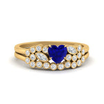 Load image into Gallery viewer, sapphire-heart-cluster-diamond-wedding-ring-set-in-yellow-gold-FDENS3110HTGSABL-NL-YG.jpg
