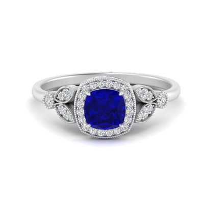 Leaf Cushion Cut Gemstone Vintage Engagement Ring