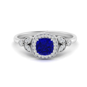 Leaf Cushion Cut Gemstone Vintage Engagement Ring