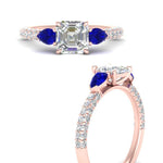 Load image into Gallery viewer, sapphire-pear-accented-3-row-asscher-cut-engagement-ring-in-rose-gold-FD9982ASRGSABLANGLE3-NL-RG
