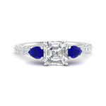 Load image into Gallery viewer, sapphire-pear-accented-3-row-asscher-cut-engagement-ring-in-white-gold-FD9982ASRGSABLANGLE3-NL-WG
