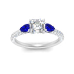 Load image into Gallery viewer, sapphire-pear-accented-3-row-asscher-cut-engagement-ring-in-white-gold-FD9982ASRGSABLANGLE3-NL-WG
