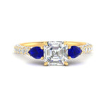 Load image into Gallery viewer, sapphire-pear-accented-3-row-asscher-cut-engagement-ring-in-yellow-gold-FD9982ASRGSABLANGLE3-NL-YG
