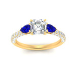 Load image into Gallery viewer, sapphire-pear-accented-3-row-asscher-cut-engagement-ring-in-yellow-gold-FD9982ASRGSABLANGLE3-NL-YG
