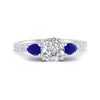 Load image into Gallery viewer, sapphire-pear-accented-3-row-cushion-cut-engagement-ring-in-white-gold-FD9982CURGSABLANGLE3-NL-WG