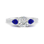 Load image into Gallery viewer, sapphire-pear-accented-3-row-cushion-cut-engagement-ring-in-white-gold-FD9982CURGSABLANGLE3-NL-WG
