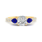 Load image into Gallery viewer, sapphire-pear-accented-3-row-cushion-cut-engagement-ring-in-yellow-gold-FD9982CURGSABLANGLE3-NL-YG

