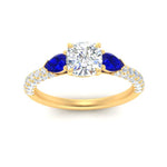 Load image into Gallery viewer, sapphire-pear-accented-3-row-cushion-cut-engagement-ring-in-yellow-gold-FD9982CURGSABLANGLE3-NL-YG
