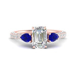 Load image into Gallery viewer, sapphire-pear-accented-3-row-emerald-cut-engagement-ring-in-rose-gold-FD9982EMRGSABLANGLE3-NL-RG
