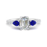 Load image into Gallery viewer, sapphire-pear-accented-3-row-emerald-cut-engagement-ring-in-white-gold-FD9982EMRGSABLANGLE3-NL-WG
