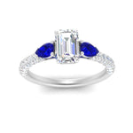 Load image into Gallery viewer, sapphire-pear-accented-3-row-emerald-cut-engagement-ring-in-white-gold-FD9982EMRGSABLANGLE3-NL-WG
