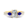 Load image into Gallery viewer, sapphire-pear-accented-3-row-emerald-cut-engagement-ring-in-yellow-gold-FD9982EMRGSABLANGLE3-NL-YG