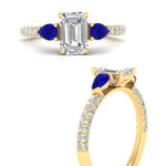 Load image into Gallery viewer, sapphire-pear-accented-3-row-emerald-cut-engagement-ring-in-yellow-gold-FD9982EMRGSABLANGLE3-NL-YG
