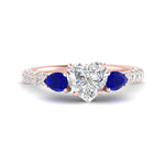 Load image into Gallery viewer, sapphire-pear-accented-3-row-heart-shaped-engagement-ring-in-rose-gold-FD9982HTRGSABLANGLE3-NL-RG
