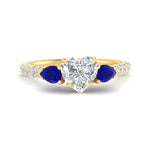 Load image into Gallery viewer, sapphire-pear-accented-3-row-heart-shaped-engagement-ring-in-yellow-gold-FD9982HTRGSABLANGLE3-NL-YG
