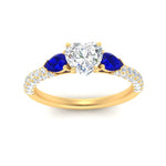 Load image into Gallery viewer, sapphire-pear-accented-3-row-heart-shaped-engagement-ring-in-yellow-gold-FD9982HTRGSABLANGLE3-NL-YG

