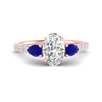 Load image into Gallery viewer, sapphire-pear-accented-3-row-oval-shaped-engagement-ring-in-rose-gold-FD9982OVRGSABLANGLE3-NL-RG
