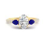Load image into Gallery viewer, sapphire-pear-accented-3-row-oval-shaped-engagement-ring-in-yellow-gold-FD9982OVRGSABLANGLE3-NL-YG
