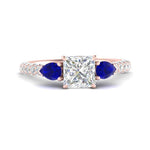 Load image into Gallery viewer, sapphire-pear-accented-3-row-princess-cut-engagement-ring-in-rose-gold-FD9982PRRGSABLANGLE3-NL-RG
