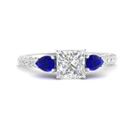 Load image into Gallery viewer, sapphire-pear-accented-3-row-princess-cut-engagement-ring-in-white-gold-FD9982PRRGSABLANGLE3-NL-WG
