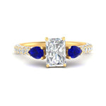 Load image into Gallery viewer, sapphire-pear-accented-3-row-radiant-cut-engagement-ring-in-yellow-gold-FD9982RARGSABLANGLE3-NL-YG
