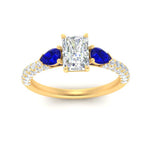Load image into Gallery viewer, sapphire-pear-accented-3-row-radiant-cut-engagement-ring-in-yellow-gold-FD9982RARGSABLANGLE3-NL-YG
