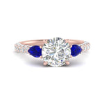 Load image into Gallery viewer, sapphire-pear-accented-3-row-round-cut-engagement-ring-in-rose-gold-FD9982RORGSABLANGLE3-NL-RG
