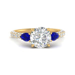 Load image into Gallery viewer, sapphire-pear-accented-3-row-round-cut-engagement-ring-in-yellow-gold-FD9982RORGSABLANGLE3-NL-YG
